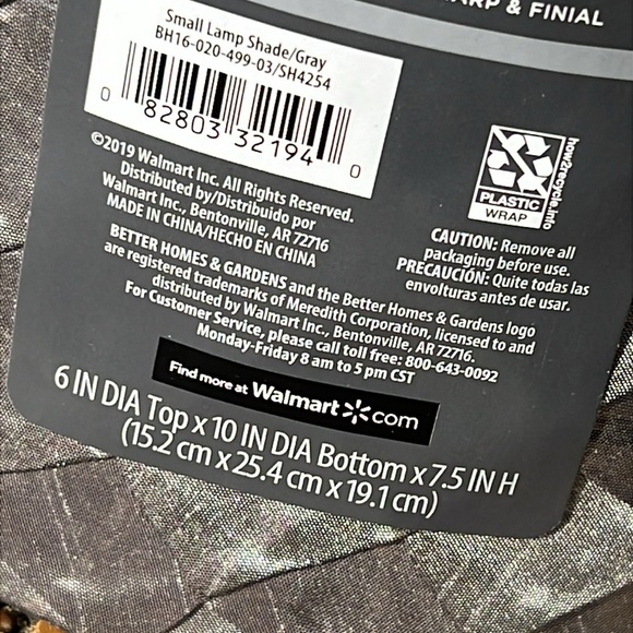 Better Homes & Gardens Gray Small Tapered Pleat Fabric Lamp Shade - Picture 14 of 16